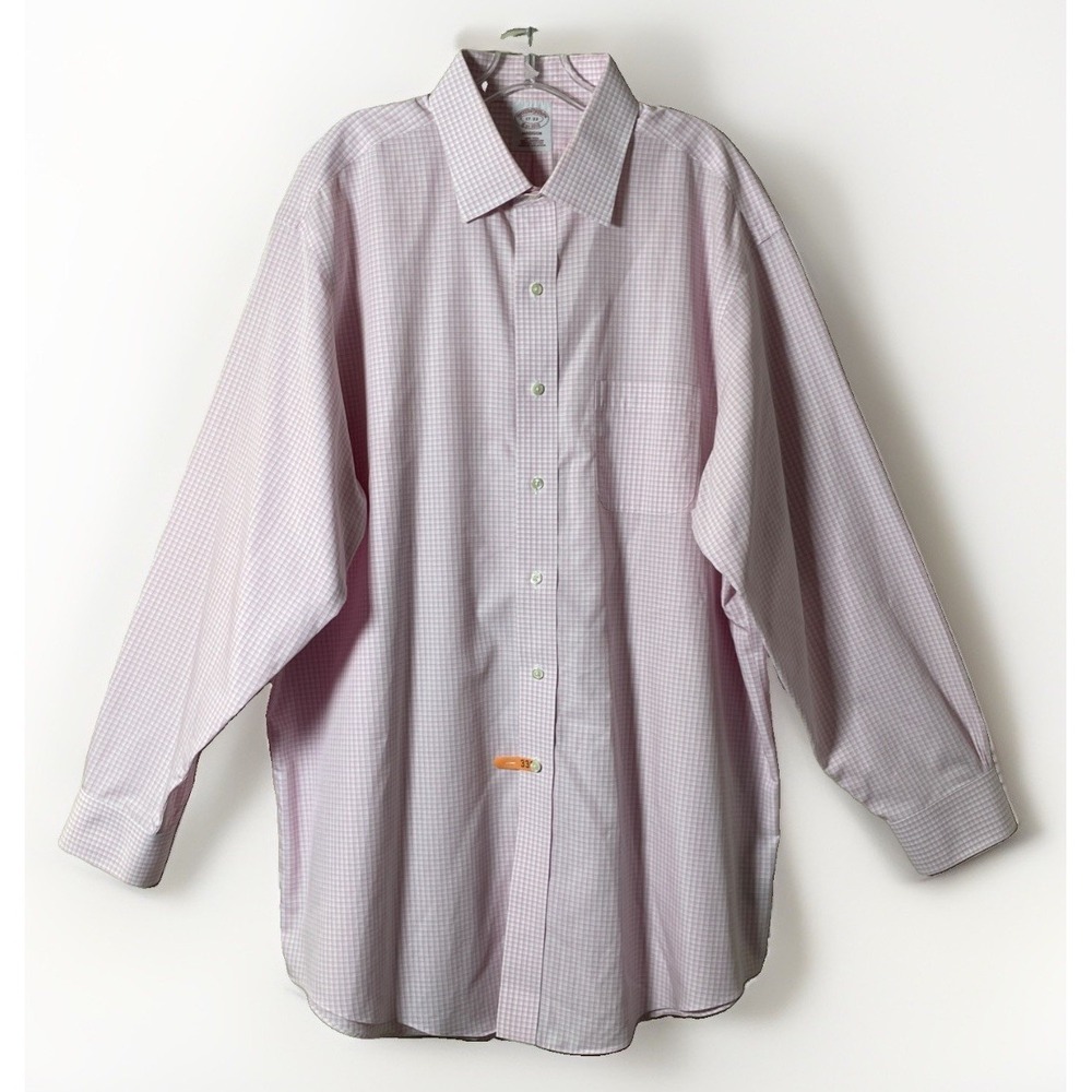 Brooks Brothers 1818 Regent Supima Cotton Pink Check Button Up Shirt Mens 17-33
